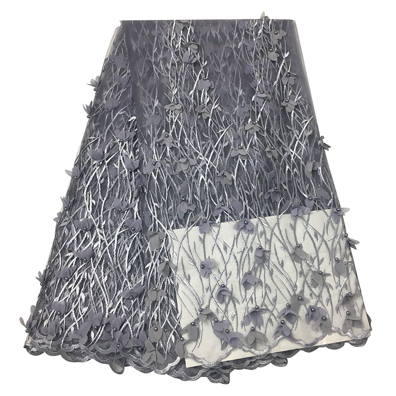 2025 Nigerian Embroidered African Lace Fabric for Wedding - No. 045, 5 Yards