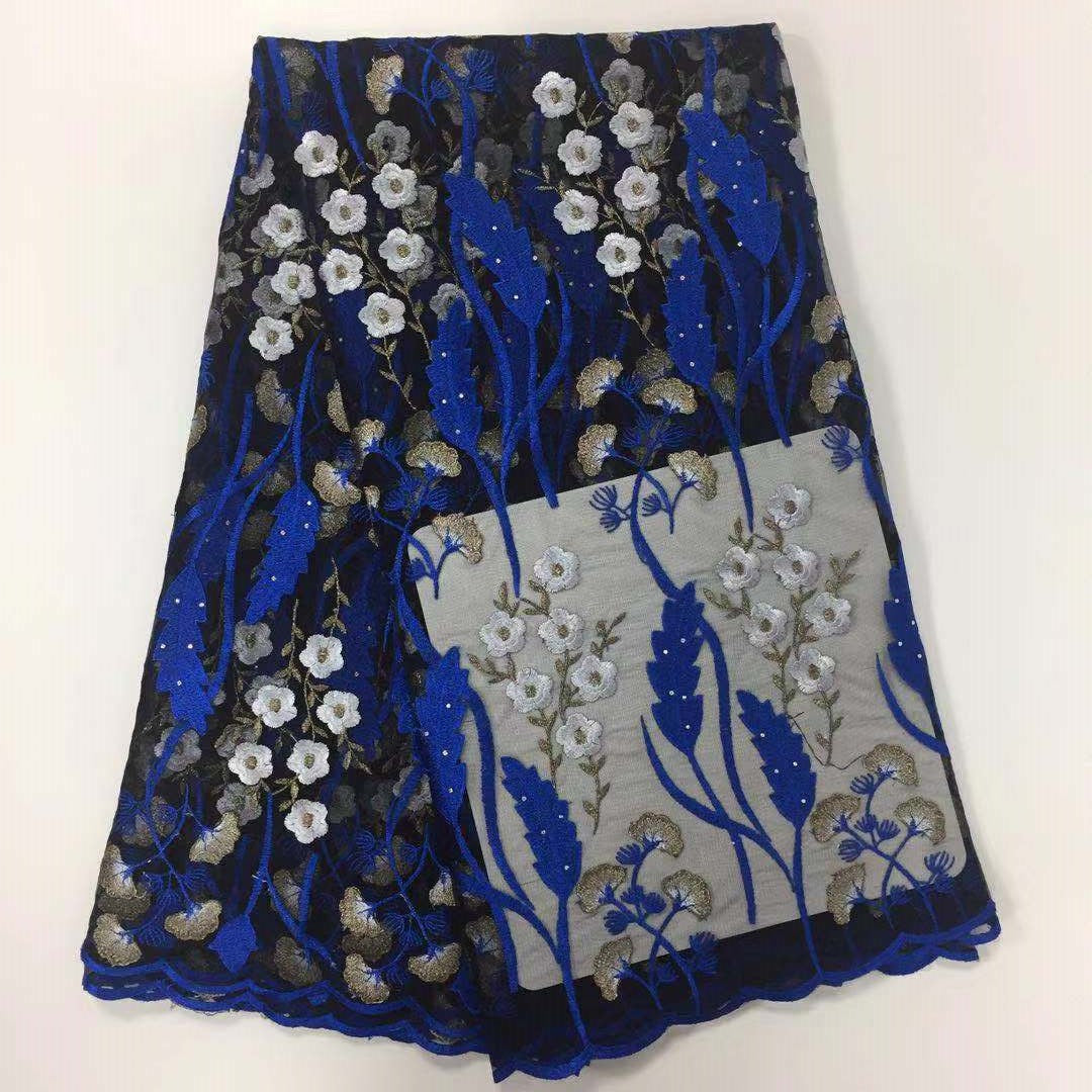 2025 Nigerian Embroidered African Lace Fabric for Wedding - No. 058, 5 Yards