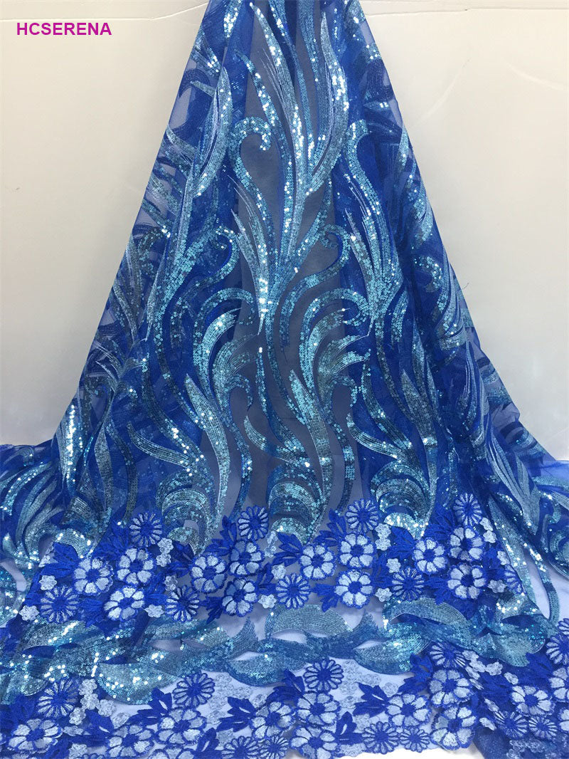 2025 Nigerian Embroidered African Lace Fabric for Wedding - No. 041, 5 Yards