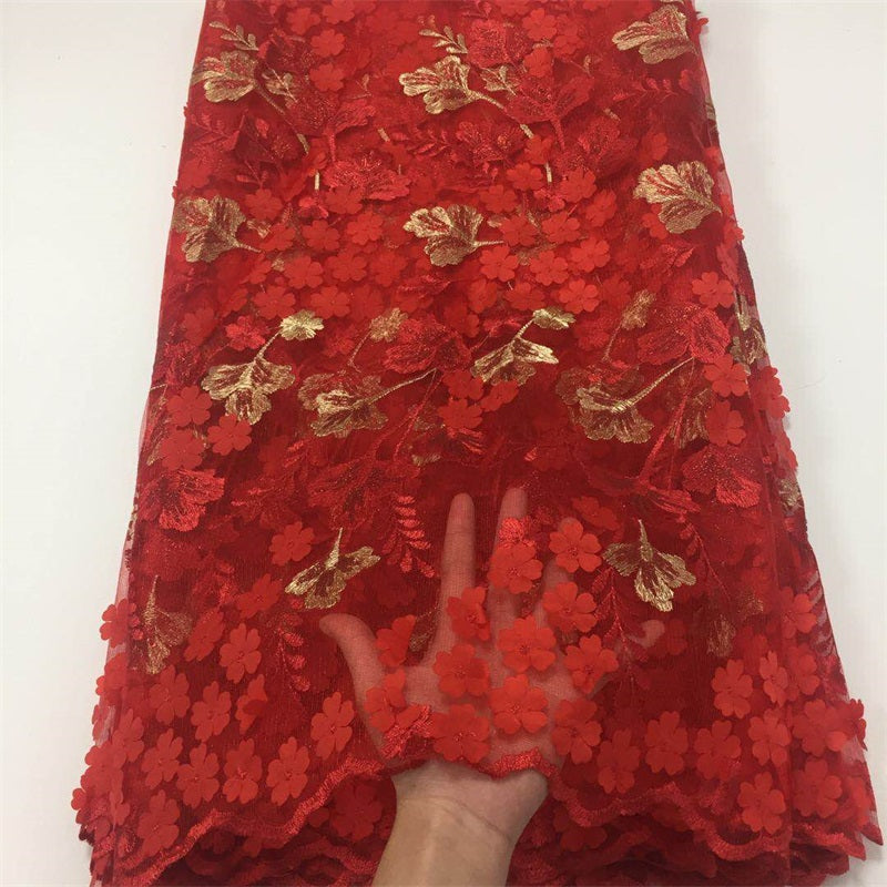 2025 Nigerian Embroidered African Lace Fabric for Wedding - No. 007, 5 Yards