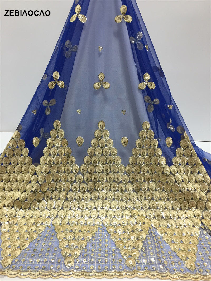 French African Lace Fabric 2025 With Beaded High Quality Embroidery For Women Wedding Dress Nigerian Lace Mesh Fabric 5 Yards