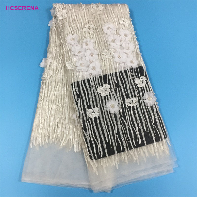 2025 Nigerian Embroidered African Lace Fabric for Wedding - No. 025, 5 Yards