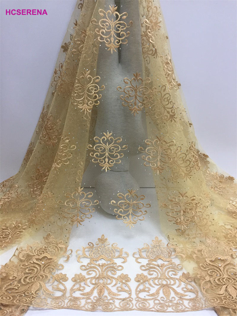 2025 Nigerian Embroidered African Lace Fabric for Wedding - No. 042, 5 Yards