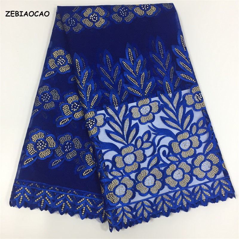 2025 Nigerian Embroidered African Lace Fabric for Wedding - No. 035, 5 Yards