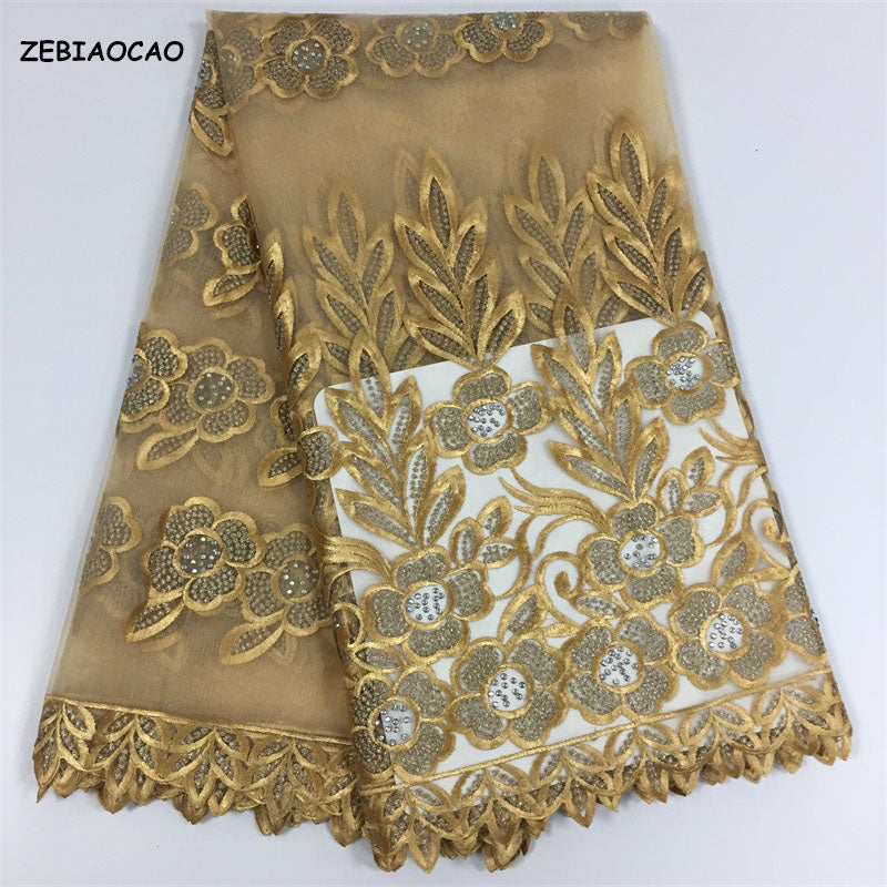2025 Nigerian Embroidered African Lace Fabric for Wedding - No. 035, 5 Yards