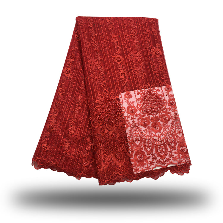 2025 Nigerian Embroidered African Lace Fabric for Wedding - No. 084, 5 Yards