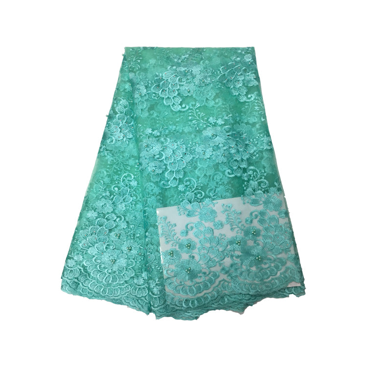 2025 Nigerian Embroidered African Lace Fabric for Wedding - No. 117, 5 Yards