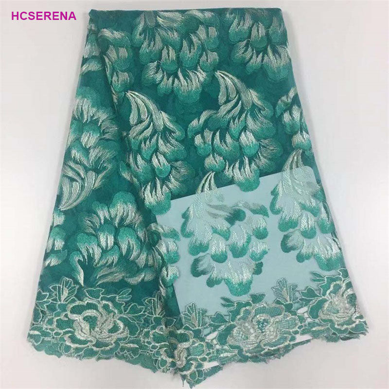2025 Nigerian Embroidered African Lace Fabric for Wedding - No. 076, 5 Yards