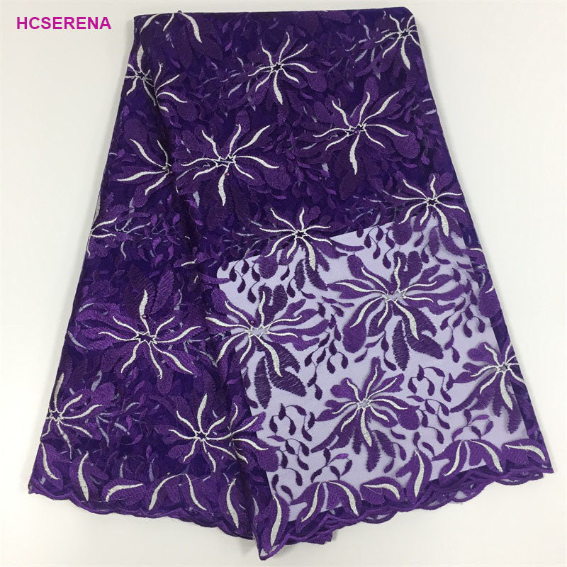 2025 Nigerian Embroidered African Lace Fabric for Wedding - No. 038, 5 Yards