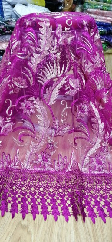 2025 Nigerian Embroidered African Lace Fabric for Wedding - No. 080, 5 Yards