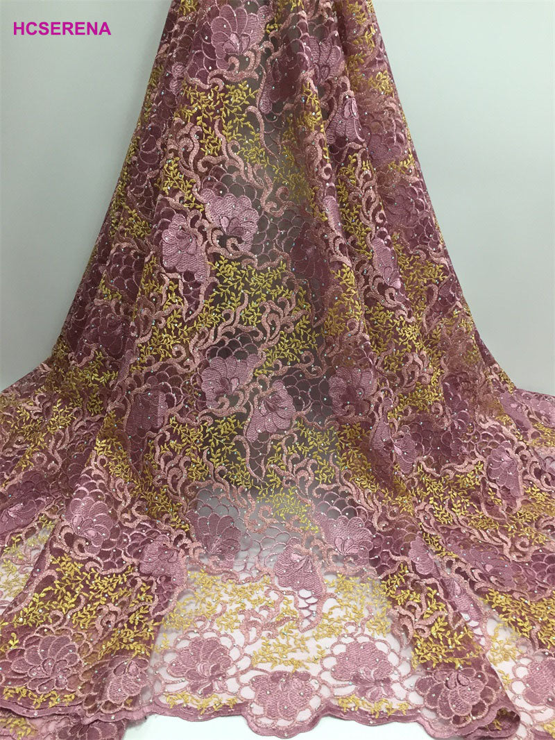 2025 Nigerian Embroidered African Lace Fabric for Wedding - No. 003, 5 Yards