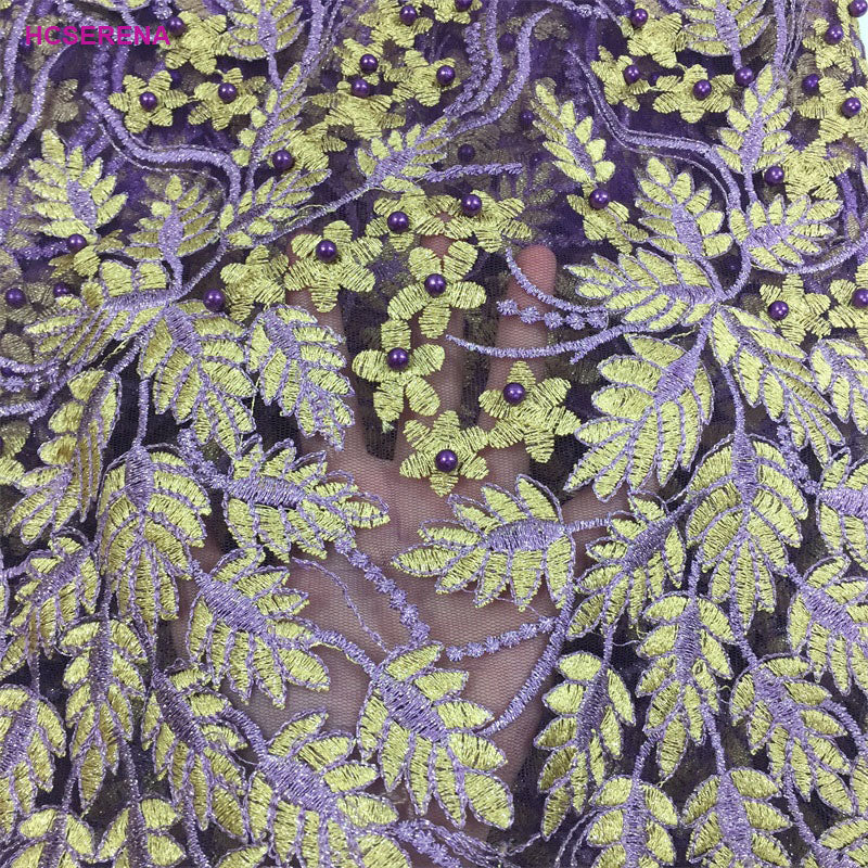 2025 Nigerian Embroidered African Lace Fabric for Wedding - No. 053, 5 Yards