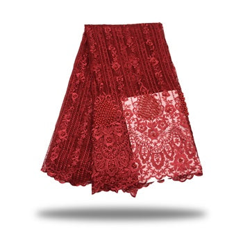 2025 Nigerian Embroidered African Lace Fabric for Wedding - No. 131, 5 Yards