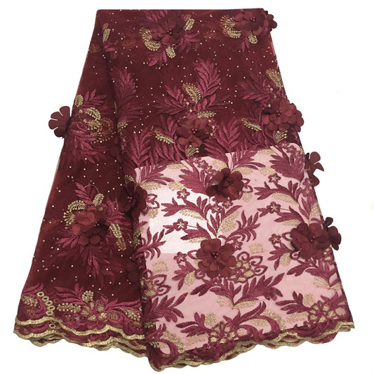 2025 Nigerian Embroidered  Lace Fabric High Quality 5 Yards African Lace Fabric Lace Wedding Dress for Women party Dress .DIY SEWING