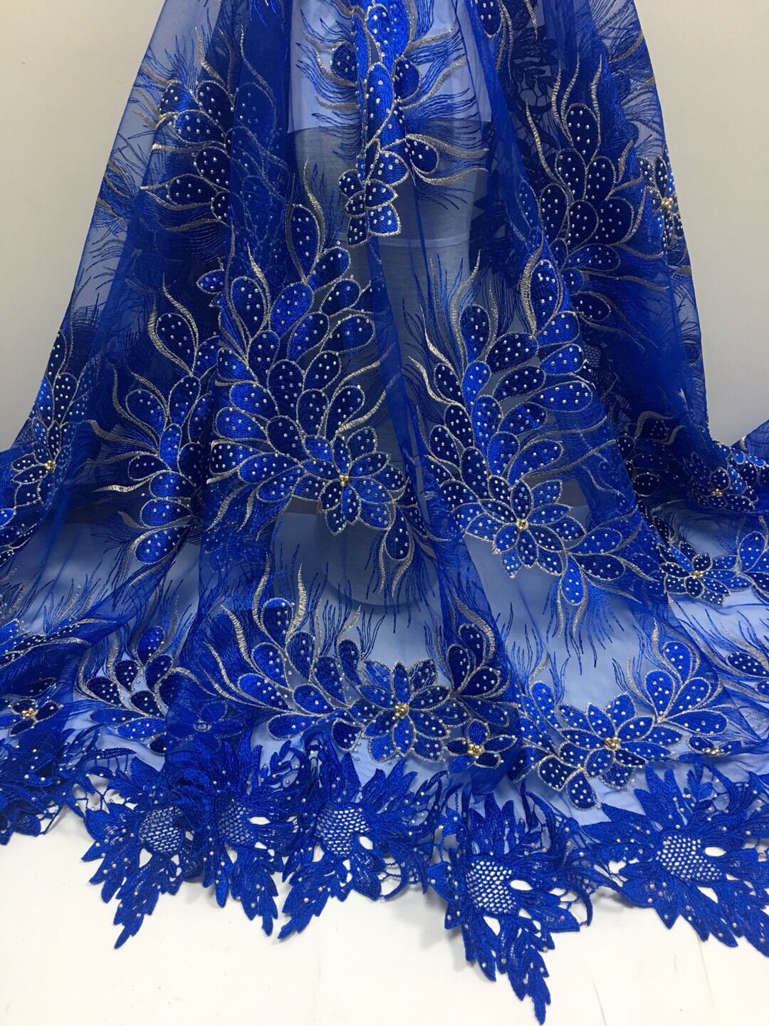 2025 Nigerian Embroidered African Lace Fabric for Wedding - No. 060, 5 Yards