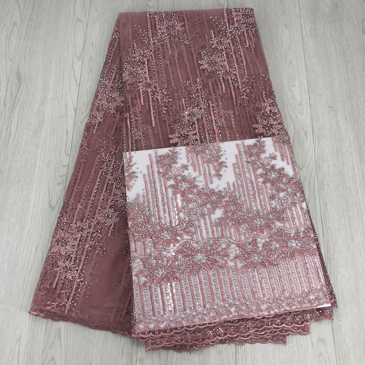 2025 Nigerian Embroidered African Lace Fabric for Wedding - No. 048, 5 Yards