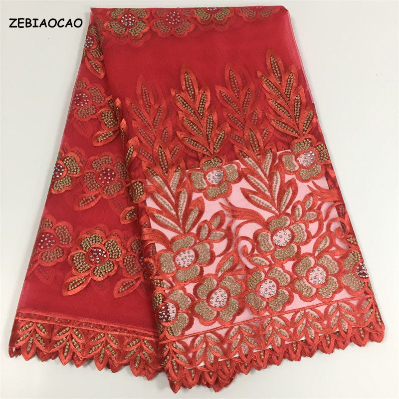 2025 Nigerian Embroidered African Lace Fabric for Wedding - No. 035, 5 Yards