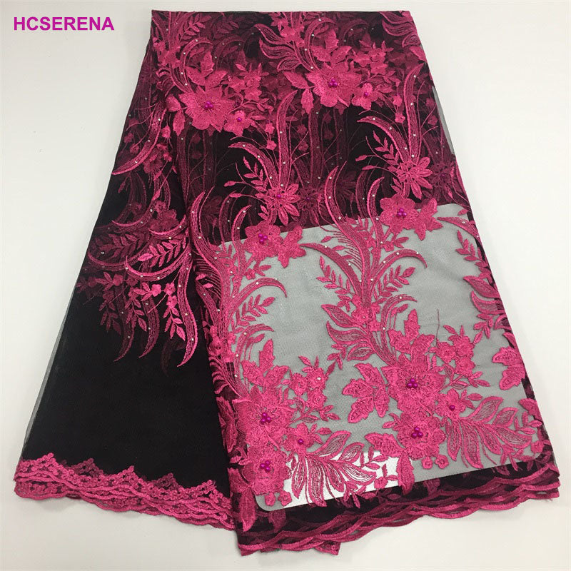 2025 Nigerian Embroidered African Lace Fabric for Wedding - No. 011, 5 Yards