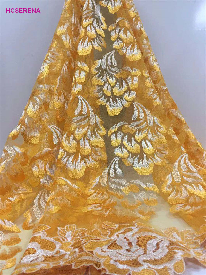 2025 Nigerian Embroidered African Lace Fabric for Wedding - No. 064, 5 Yards