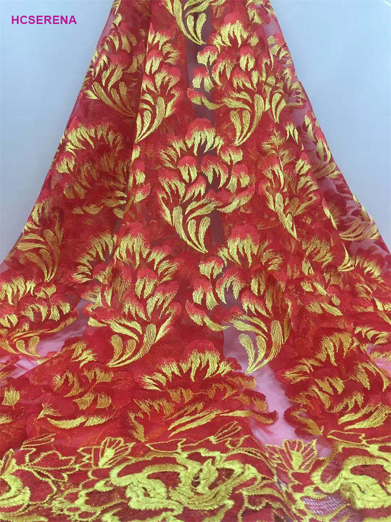 2025 Nigerian Embroidered African Lace Fabric for Wedding - No. 076, 5 Yards