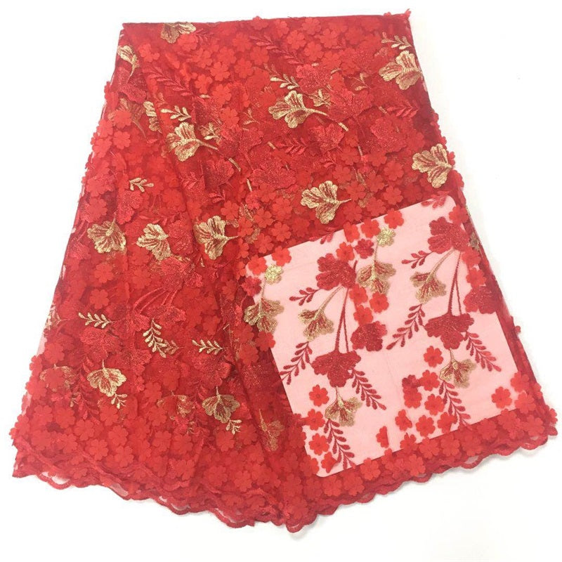 2025 Nigerian Embroidered African Lace Fabric for Wedding - No. 007, 5 Yards