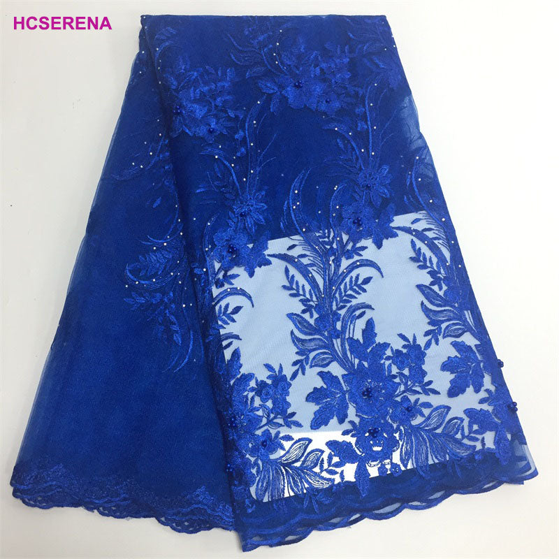 2025 Nigerian Embroidered African Lace Fabric for Wedding - No. 011, 5 Yards