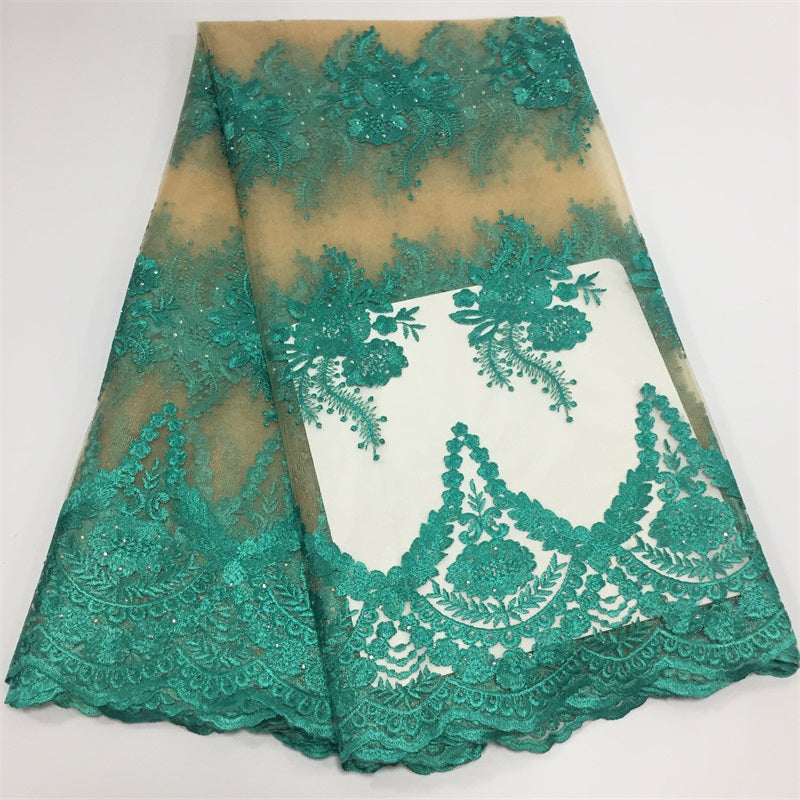 2025 Nigerian Embroidered African Lace Fabric for Wedding - No. 063, 5 Yards
