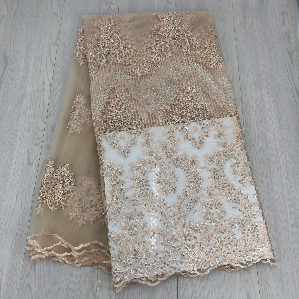 2025 Nigerian Embroidered African Lace Fabric for Wedding - No. 049, 5 Yards