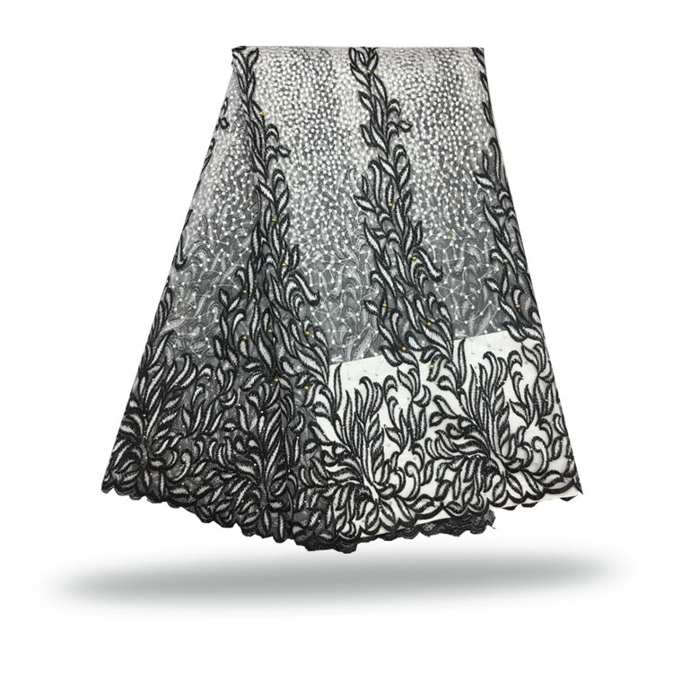 2025 Nigerian Embroidered African Lace Fabric for Wedding - No. 136, 5 Yards
