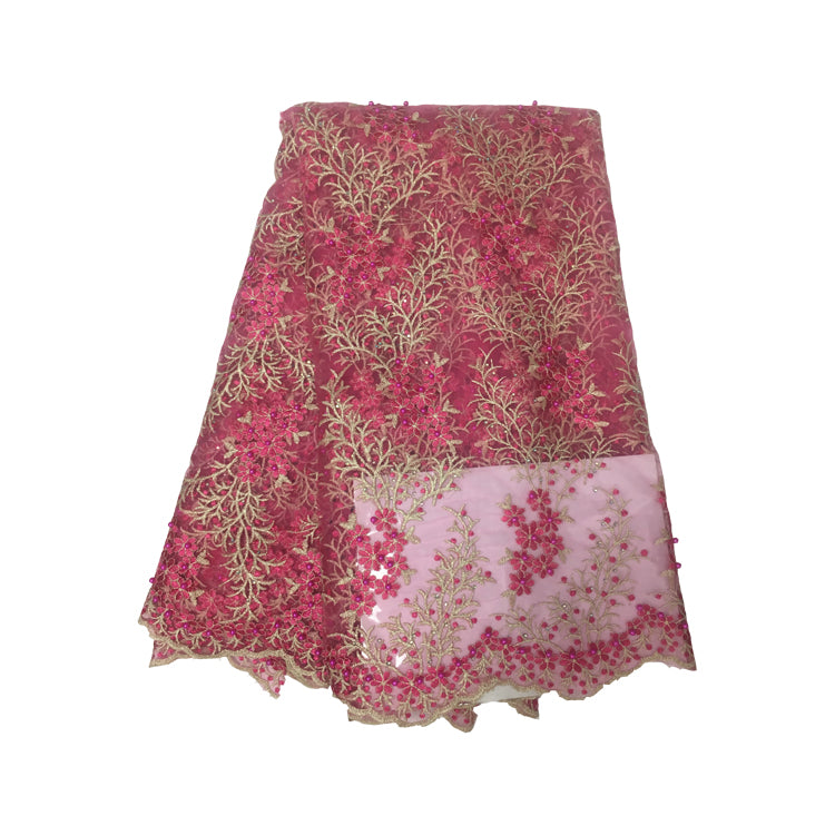 2025 Nigerian Embroidered African Lace Fabric for Wedding - No. 097, 5 Yards