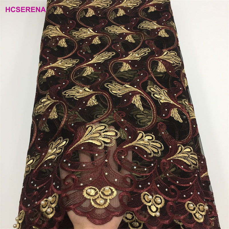 2025 Nigerian Embroidered African Lace Fabric for Wedding - No. 037, 5 Yards