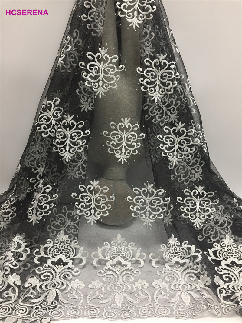 2025 Nigerian Embroidered African Lace Fabric for Wedding - No. 042, 5 Yards