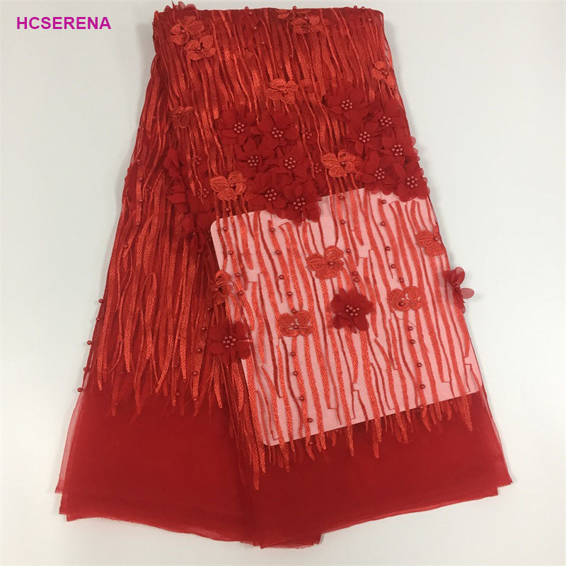 2025 Nigerian Embroidered African Lace Fabric for Wedding - No. 025, 5 Yards