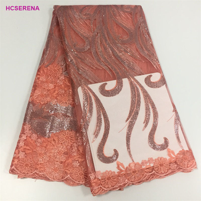 2025 Nigerian Embroidered African Lace Fabric for Wedding - No. 041, 5 Yards