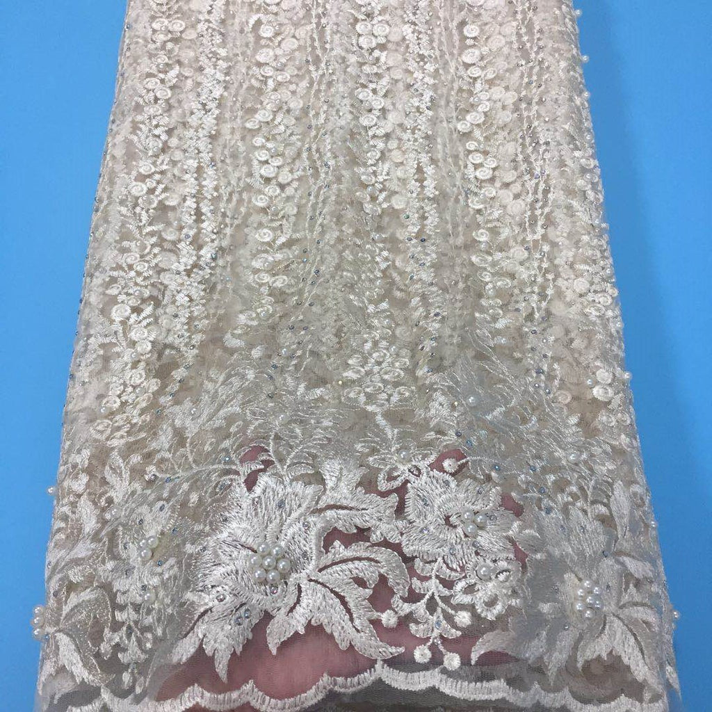 2025 Nigerian Embroidered African Lace Fabric for Wedding - No. 075, 5 Yards