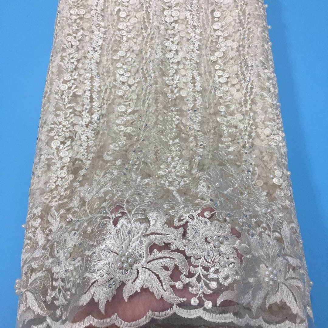 2025 Nigerian Embroidered African Lace Fabric for Wedding - No. 075, 5 Yards