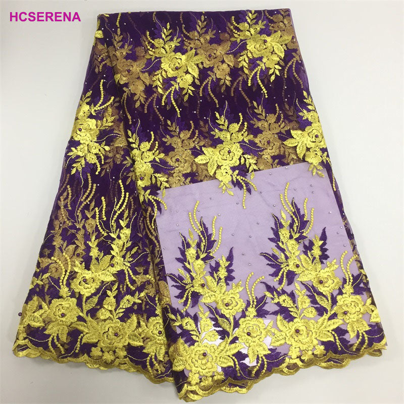 2025 Nigerian Embroidered African Lace Fabric for Wedding - No. 005, 5 Yards