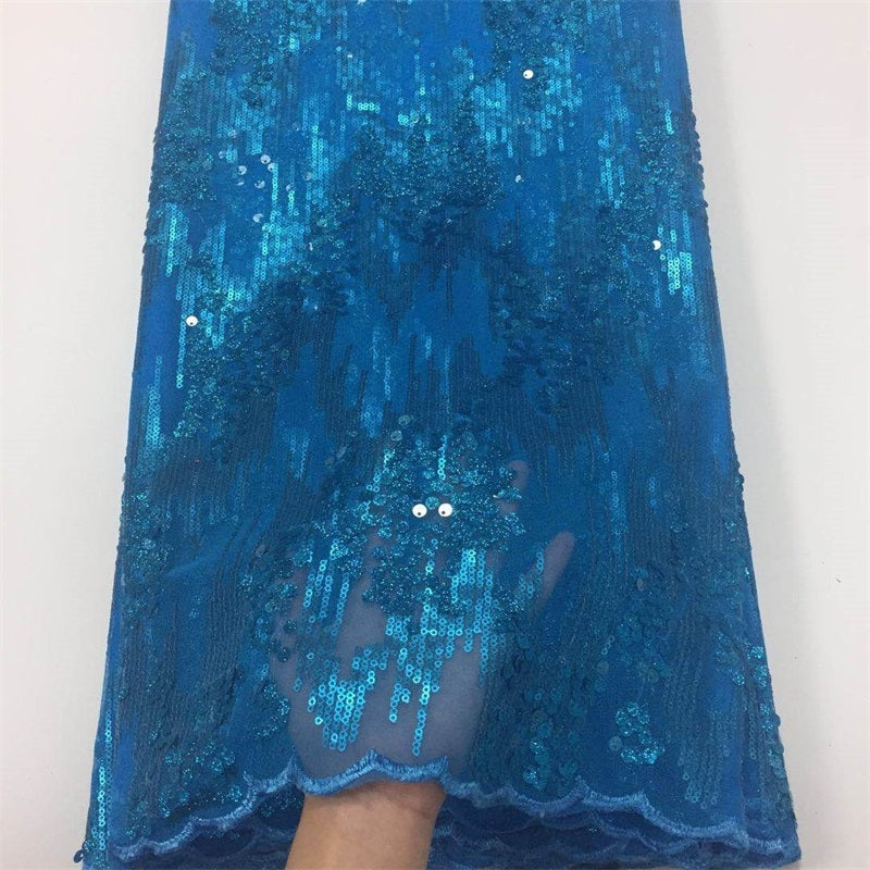 2025 Nigerian Embroidered African Lace Fabric for Wedding - No. 023, 5 Yards
