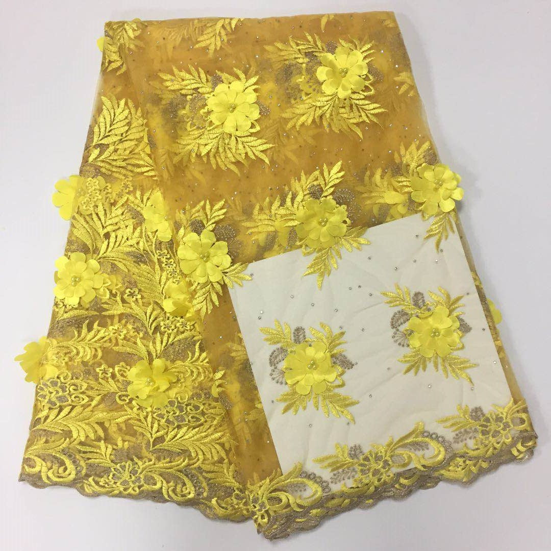 2025 Nigerian Embroidered African Lace Fabric for Wedding - No. 044, 5 Yards