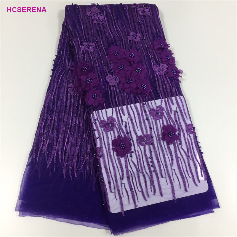 2025 Nigerian Embroidered African Lace Fabric for Wedding - No. 025, 5 Yards