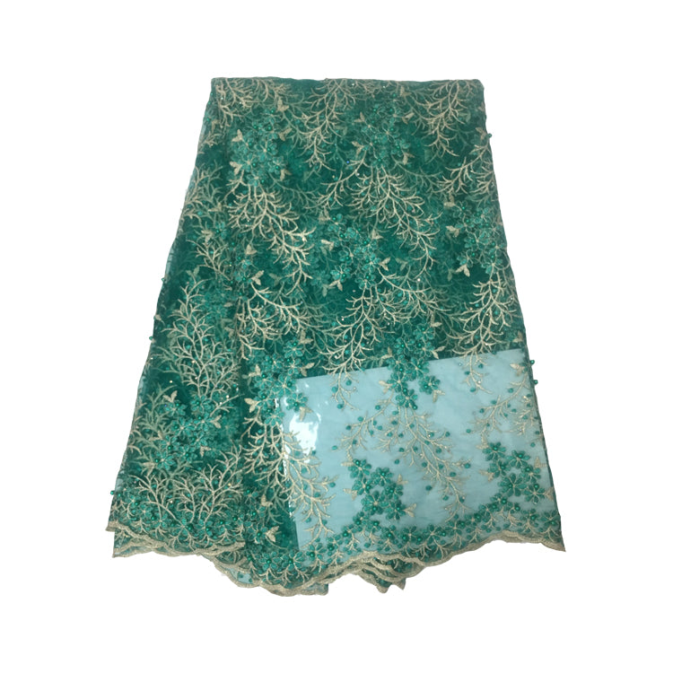 2025 Nigerian Embroidered African Lace Fabric for Wedding - No. 097, 5 Yards