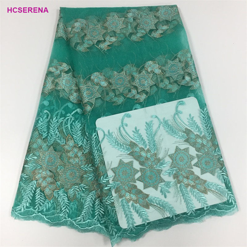 2025 Nigerian Embroidered African Lace Fabric for Wedding - No. 026, 5 Yards