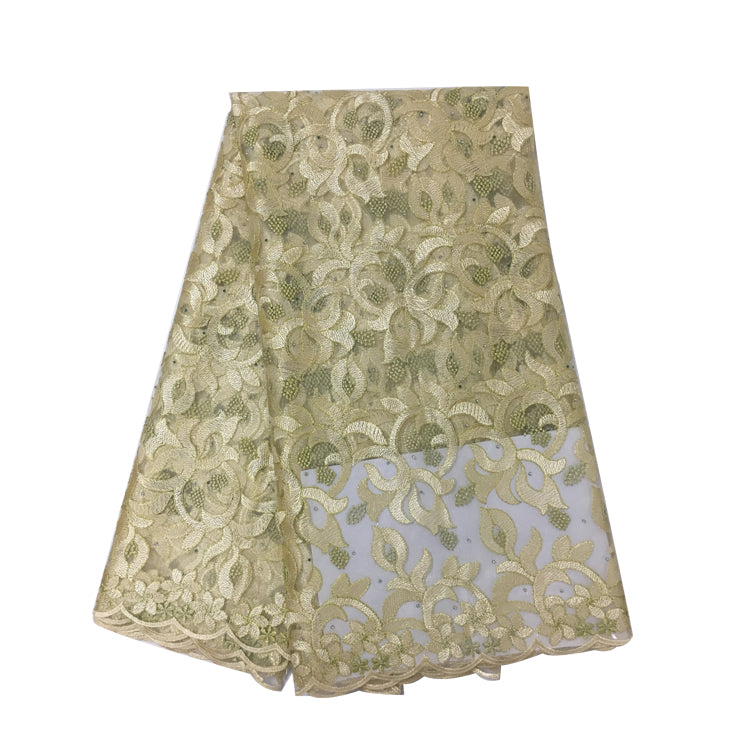 2025 Nigerian Embroidered African Lace Fabric for Wedding - No. 095, 5 Yards