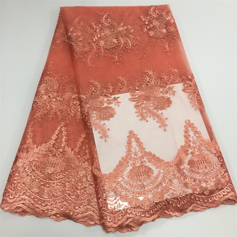 2025 Nigerian Embroidered African Lace Fabric for Wedding - No. 063, 5 Yards