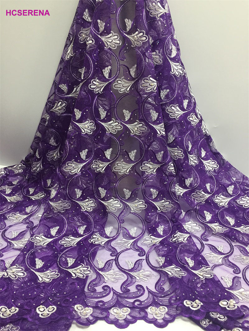 2025 Nigerian Embroidered African Lace Fabric for Wedding - No. 037, 5 Yards