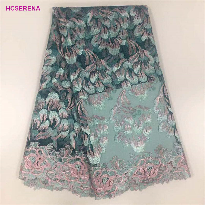 2025 Nigerian Embroidered African Lace Fabric for Wedding - No. 076, 5 Yards