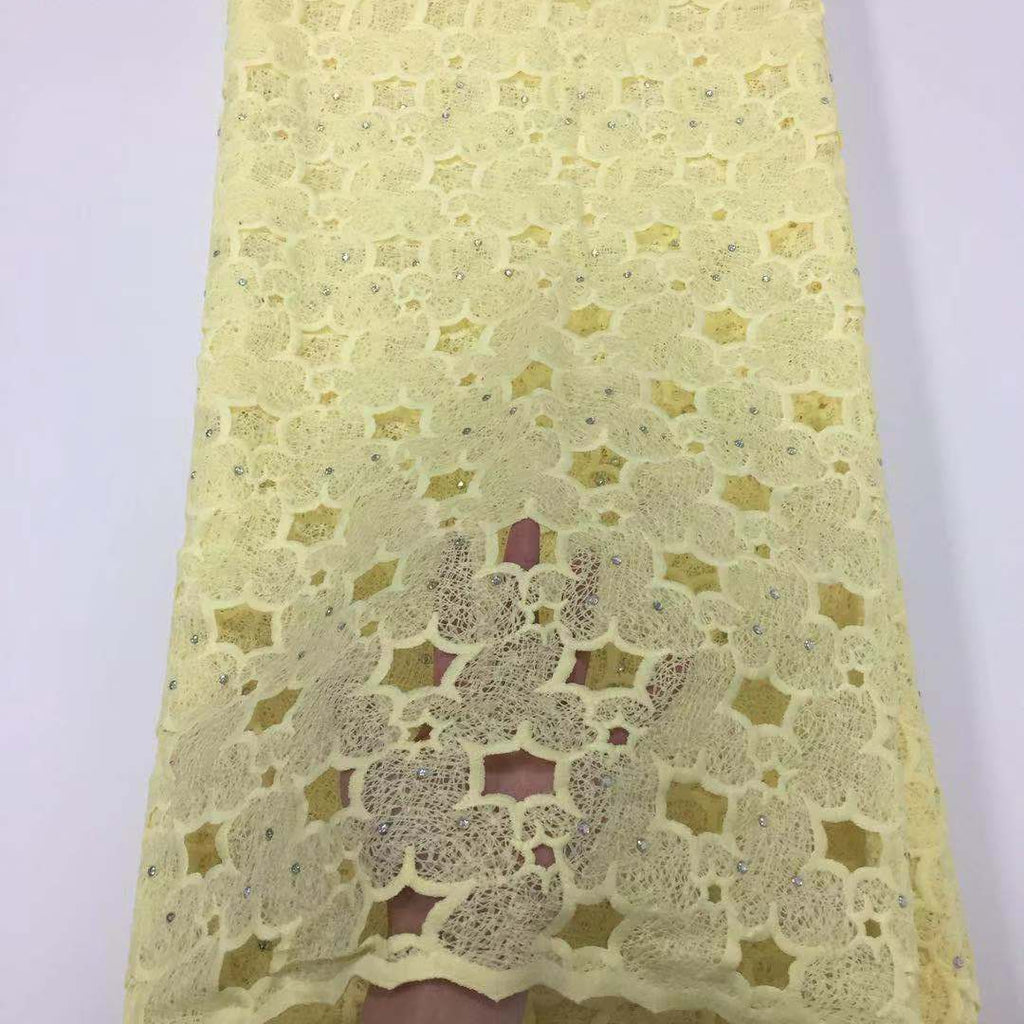 2026 French Laser Lace Fabric - African Cord (Green) - STD, 5 Yards