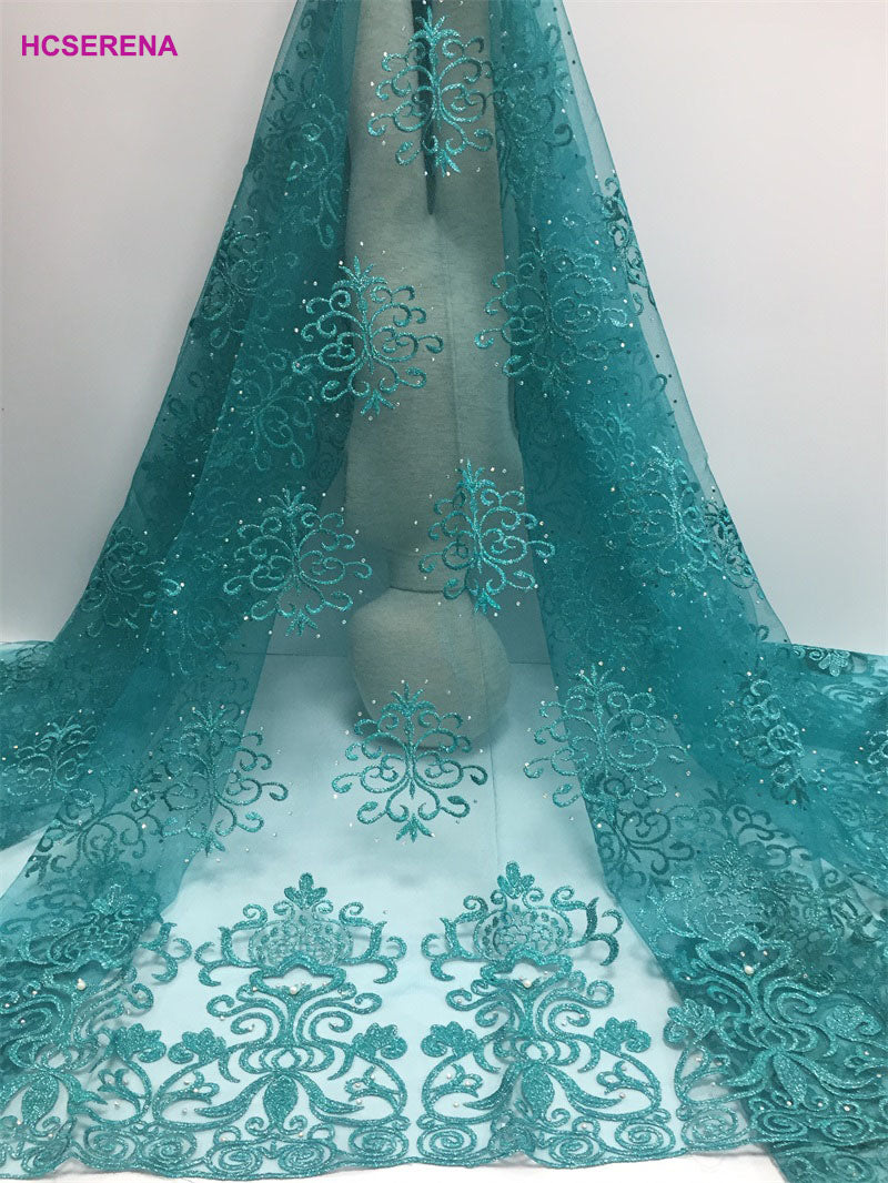 2025 Nigerian Embroidered African Lace Fabric for Wedding - No. 042, 5 Yards