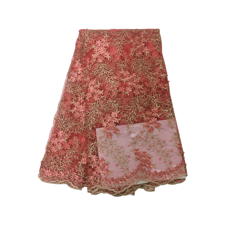 2025 Nigerian Embroidered African Lace Fabric for Wedding - No. 097, 5 Yards