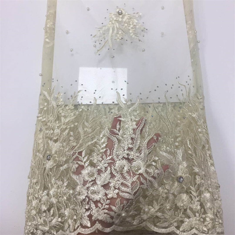 2025 Nigerian Embroidered African Lace Fabric for Wedding - No. 022, 5 Yards